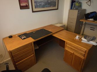 Free Small 2-Piece Oak Desk