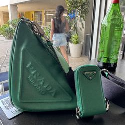 Prada Green Triangle Crossbody 