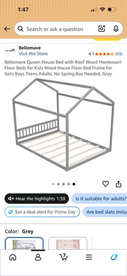 Toddler Queen floor bed with slats
