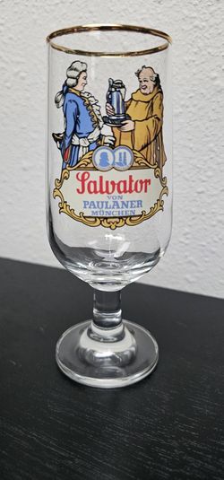 Vintage Salvator von Paulaner München beer glass. 
