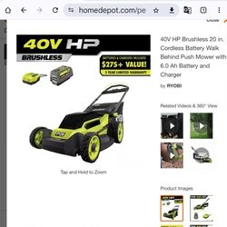 RYOBI 40hp Brushless Battery Lawn Mower 
