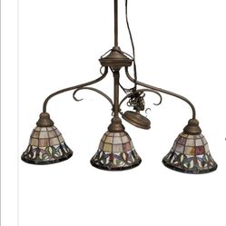 Tiffany style 3 lamp island pool table