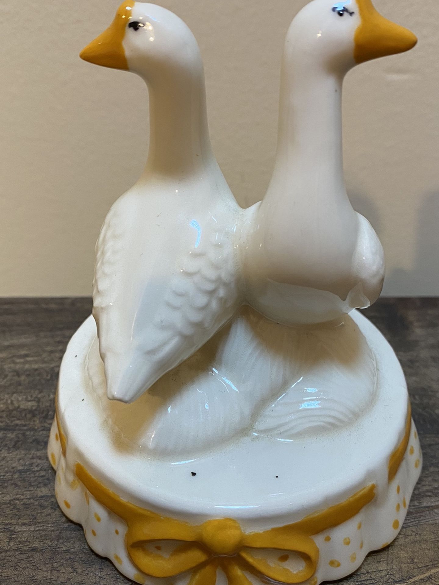 Vintage Two Geese Goose Figurine Fruit Jar Lid