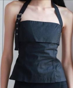 Zara Black Halter Corset Top with Buckle Detail