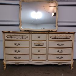 French Provincial 9 Drawer Dresser With Mirror