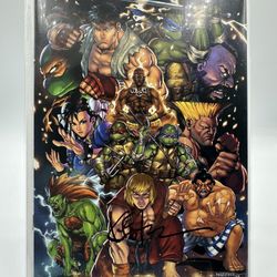 TMNT vs Street fighter #1 Emil Cabaltierra Virgin Exclusive Variant Signed By Kevin Eastman 