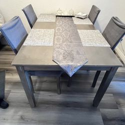 Grey Dining Room Set- 4 Gray Chairs With Covers  And Table- Pick Up Now!