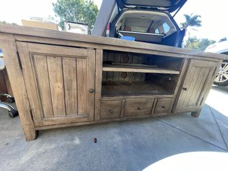 Solid Wood TV Stand / Media Console – 62″wide  x 18″deep x 25.5″tall– Rustic