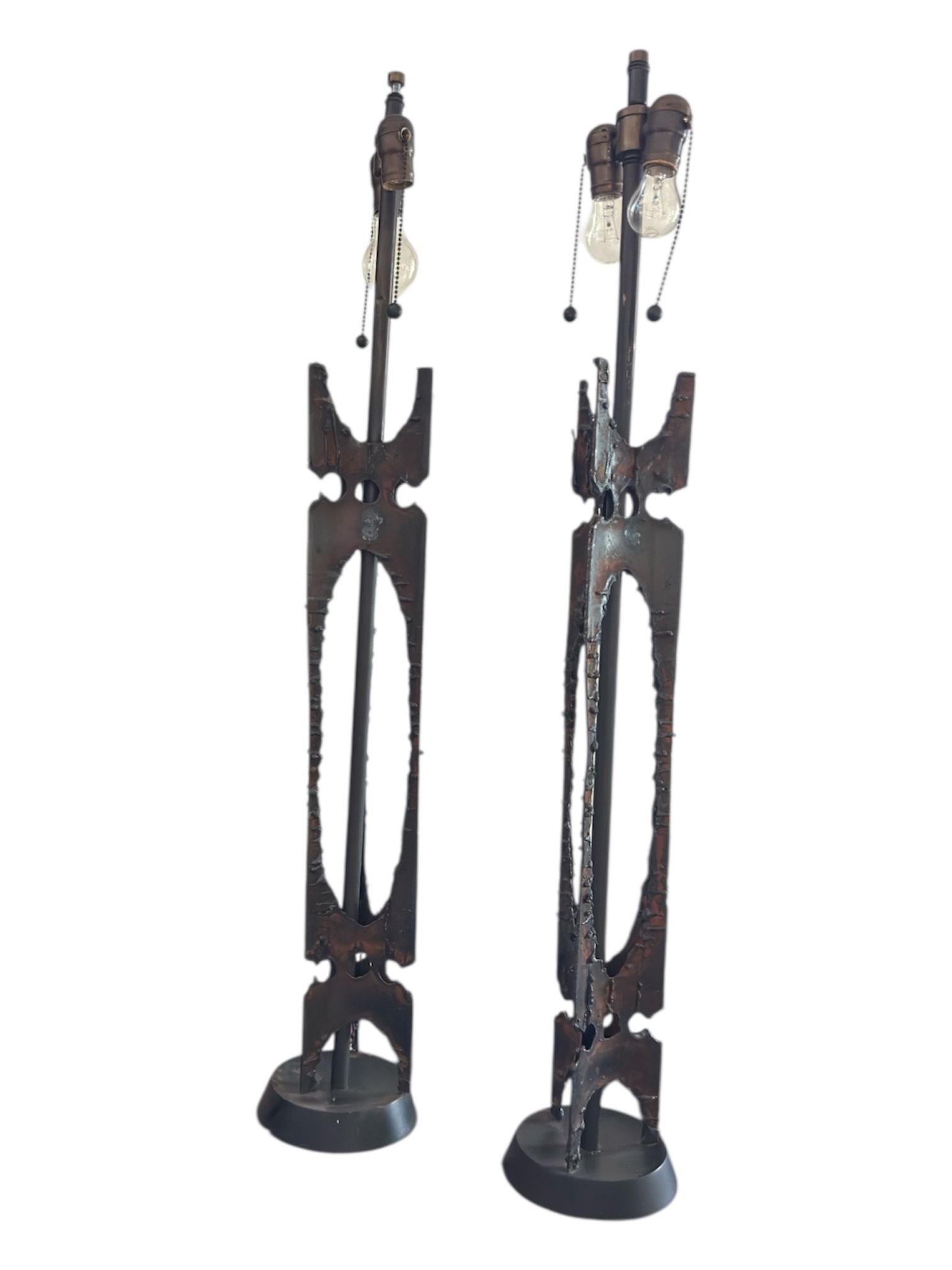 Mid -Century BRUTALIST metal Lamps - $1800 Pair
