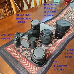 Sony A74 CAMERA (Body And Lenses)