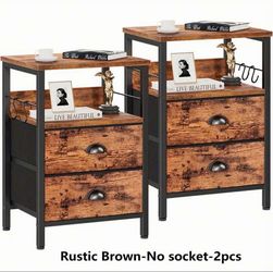 Rustic Brown Nightstand Set – 2 Pieces