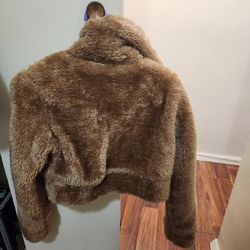 Crop Top Fur Jacket, Gold