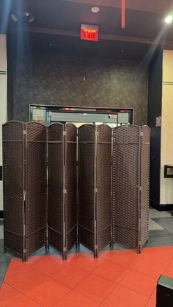 Dark Brown Woven Room Divider Screen