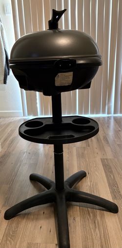 Electric Grill with Removable Stand & Condiment Tray