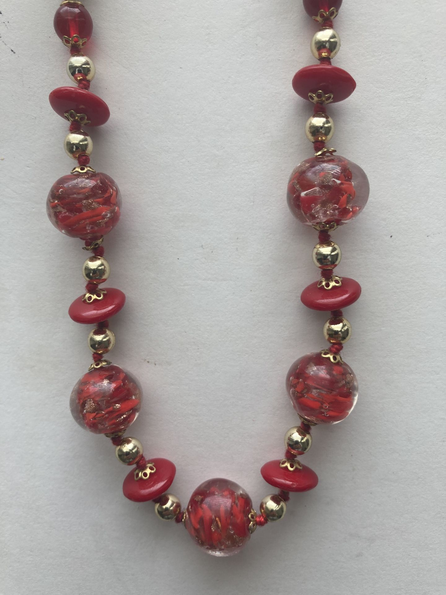 Estate Jewelry, Multi-Beaded Glass Necklace – Red. It is in very nice condition