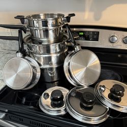 Vintage Royal Prestige 7 Ply SS Titanium Silver Alloy Copper 11 piece set