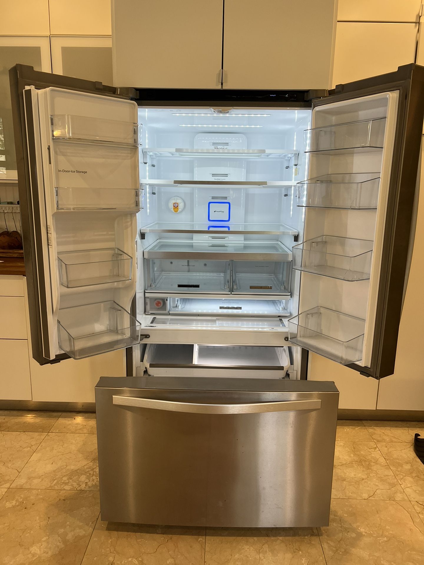 Whirlpool WRF992FIFM 36 Inch French Door Refrigerator with Infinity Slide Shelving