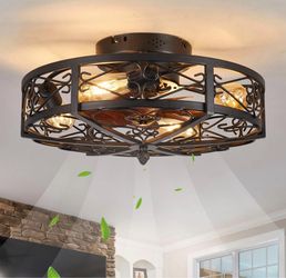 Ceiling Fan with Light DC Motor Remote Control 6 Speed Timer Reversible for Living Room, Bedroom, Dining Room (Included Bulbs）