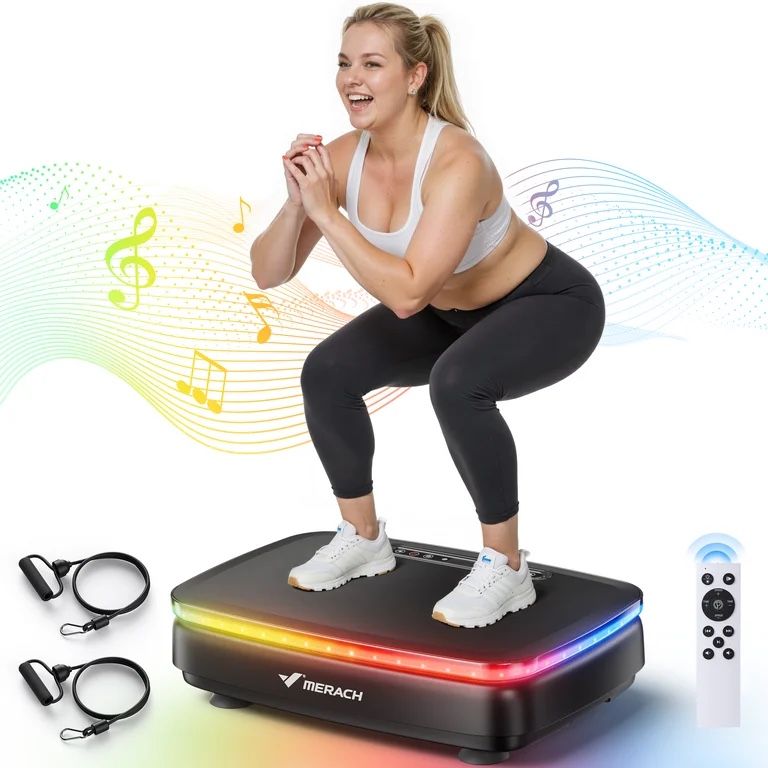 MERACH LED Light Vibration Plate Exercise Machine, Vibrating Muscle Toner
