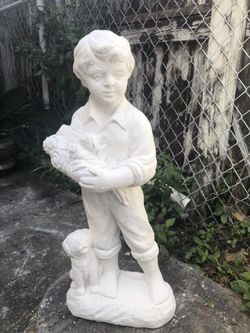 Concrete boy with dog
