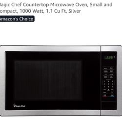 Magic Chef Countertop Microwave Oven, Small and Compact, 1000 Watt, 1.1 Cu Ft, Silver