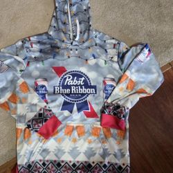 PABST BLUE RIBBON CHRISTMAS HOODIE NEW LARGE 