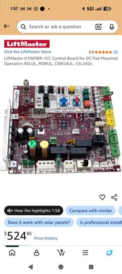 Liftmaster csw24 csl24 control board
