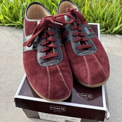 Coach B1345 Frasier Suede Leather Burgundy Black Men's Shoes Sneakers Sz 9.5 M
