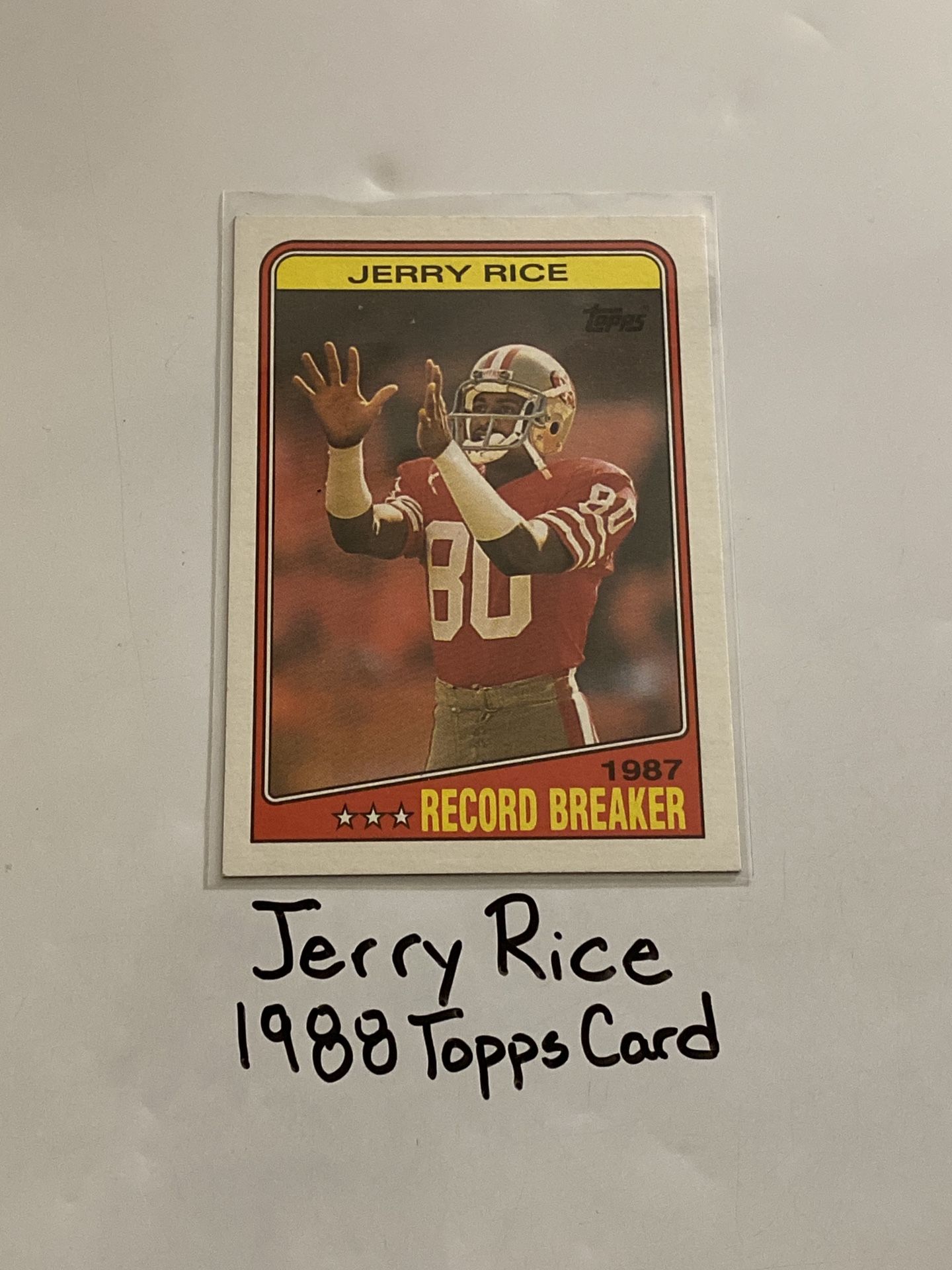 Jerry Rice San Francisco 49ers Hall of Fame WR 1988 Topps Card.