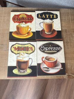 Coffee Cups Art Wall Frames Set Of 4  
