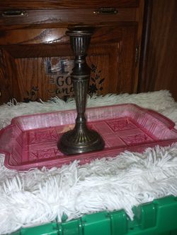 Vintage Single Bronze Colored Candle Holder For Sale.