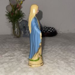 Vintage Madonna Virgin Mary On Snake Small Hard Plastic 6” Tall Hong Kong#26 
