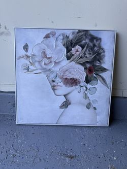 Large Framed Floral Wall Art – Textured Canvas – Modern Decor