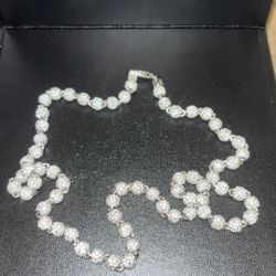 GLD Ice Ball Chain White Gold Plated 14k