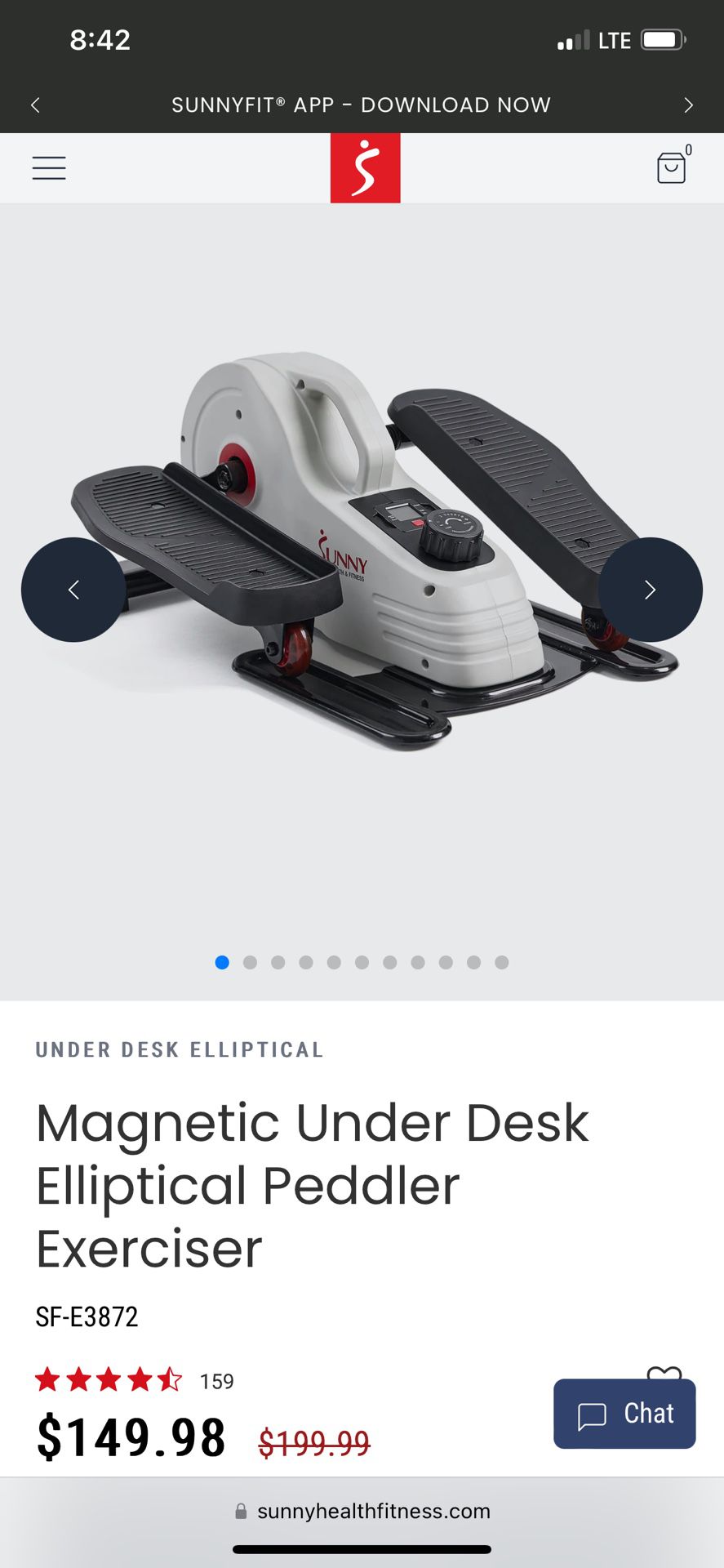 Sunny Magnetic Under Desk Elliptical Machine 