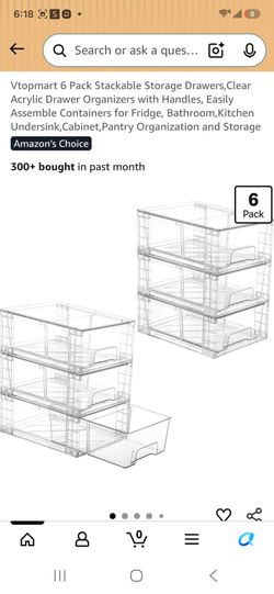 6-Pack Clear Stackable Storage Drawers