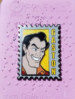 Disney Gaston Stamp Beauty and the Beast Fantasy Pin LE 35 Glitter