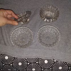 Antique Crystal  Candle Stick Holders And 2 Ashtrays