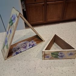 CUTE PAIR OF DECOUPAGED SHELVES