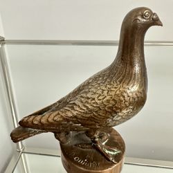 AUTHENTIC ANTIQUE HEAVY BRONZE "CARRIER PIGEON” CIRCA 1920-25 SIGNED & STAMPED - VERY RARE!