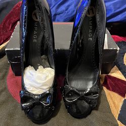 Black Patent Leather Heel Size 11