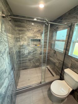 Shower door with install