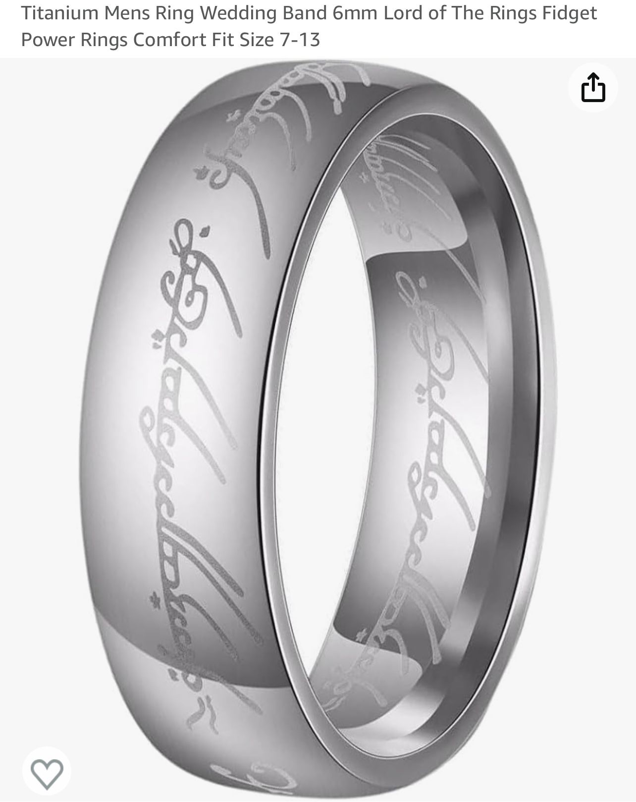 Titanium Mens Ring Wedding Band 6mm Lord of The Rings Fidget Power Rings Comfort