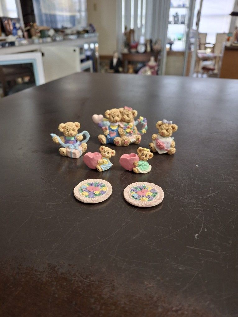 Vintage Mini Cherished Teddies Figurines W/Removable Heads By Enesco Created By Priscilla Hillman Lot Of 8