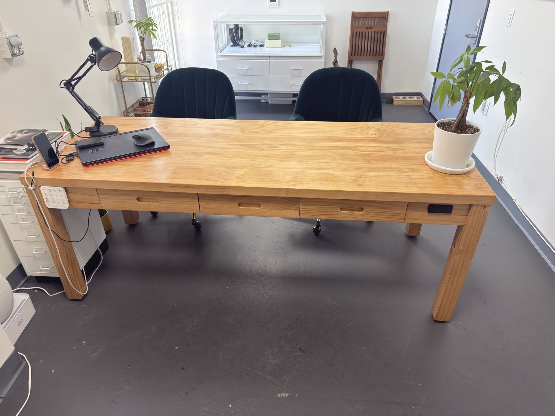 Solid Pine Wood Desk 3 Drawers 78.7 X 31.5 X 29.5