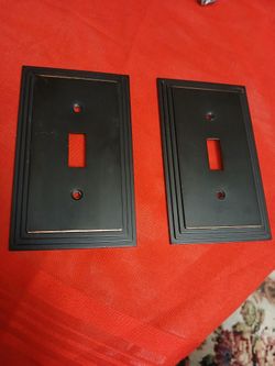 2 Black Metal Light Switch Covers