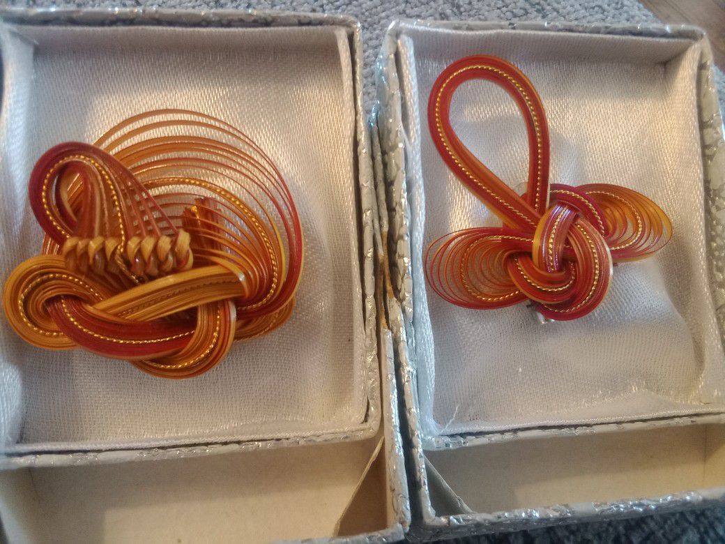 Hand Woven Bamboo Brooches  X2!