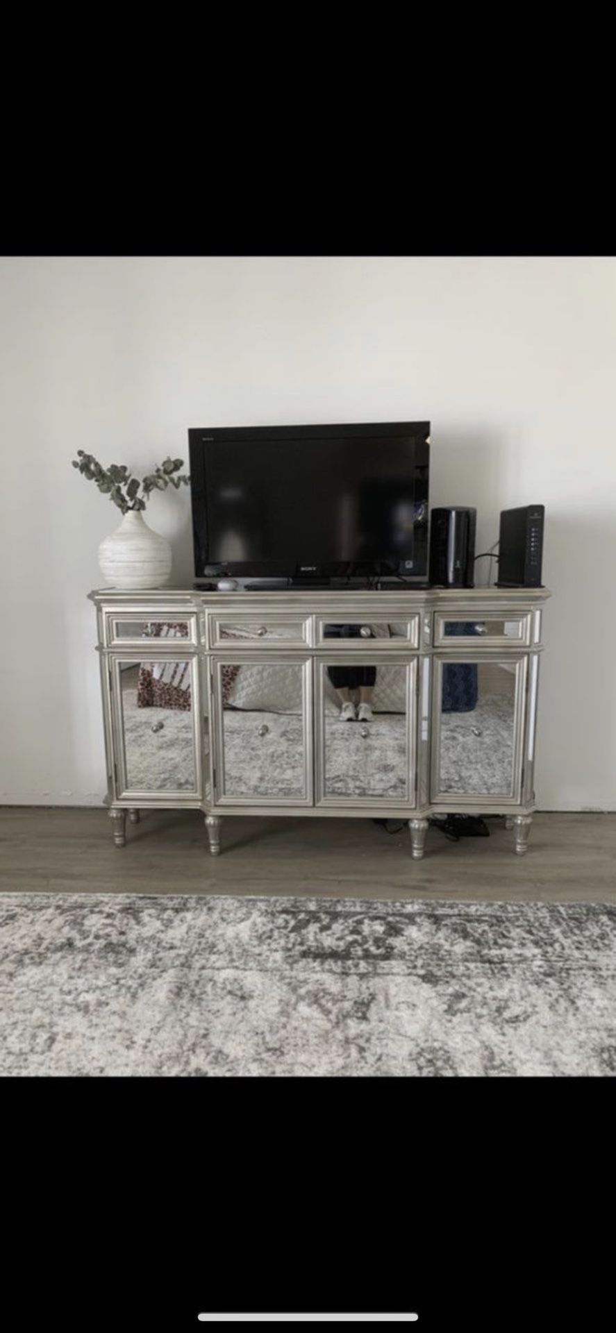 Mirrored Buffett Table or Entertainment Console
