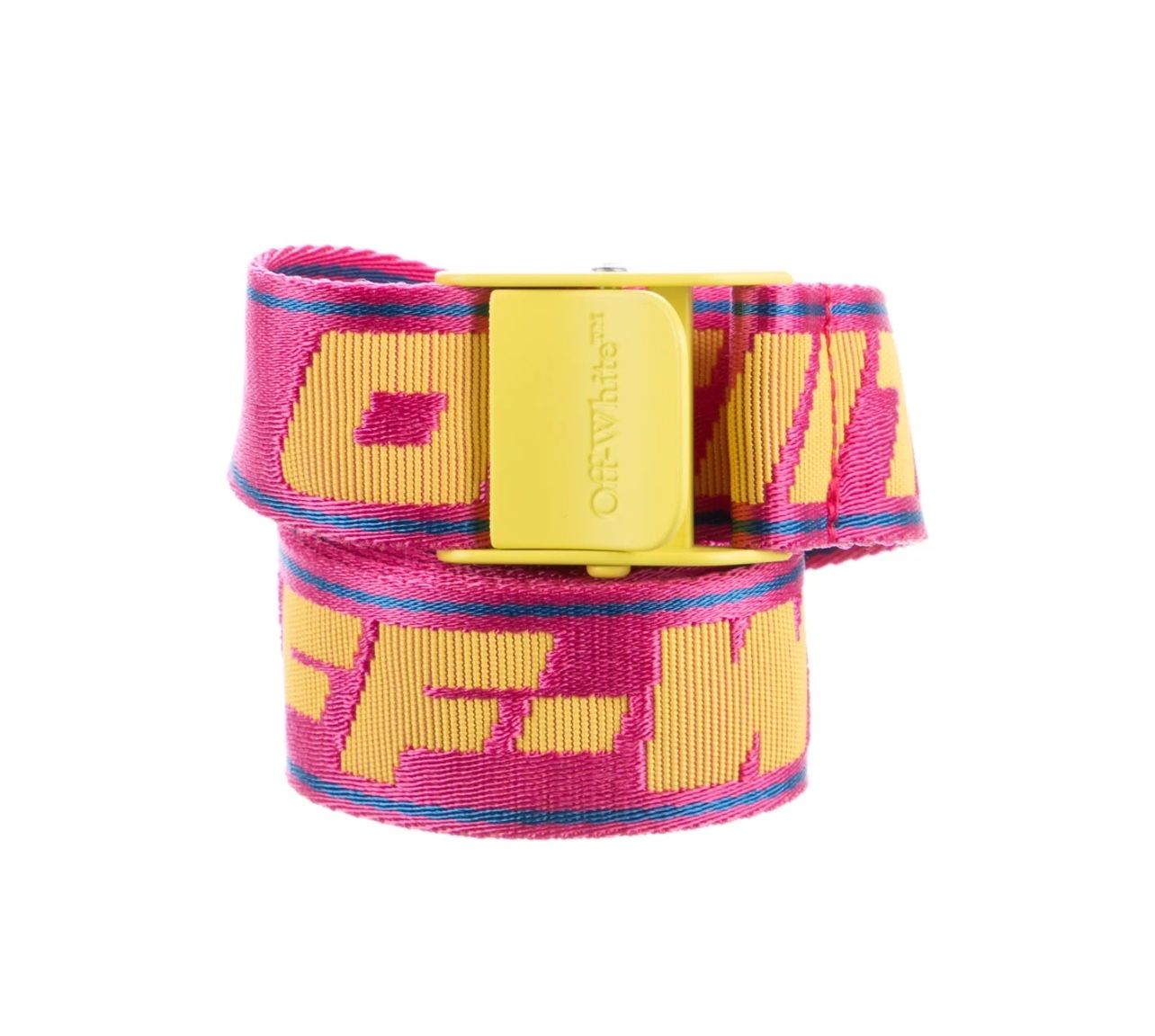 100% Authentic Off-White Mini Industrial Belt Fuscia Yellow!