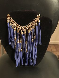Electric blue and gold fringe necklace!